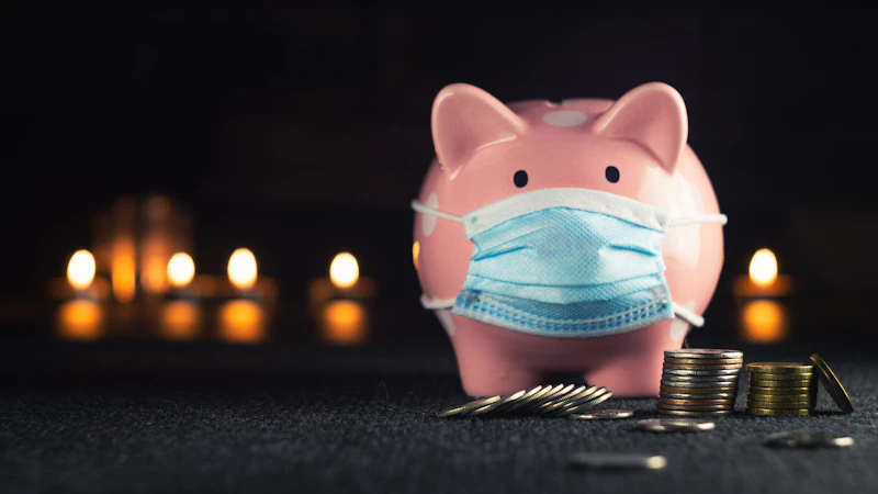 A pink and blue pig figurine